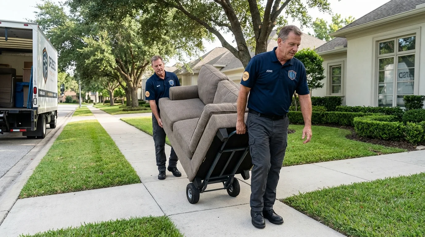 Local residential moving crew loading furniture in Exeter, CA